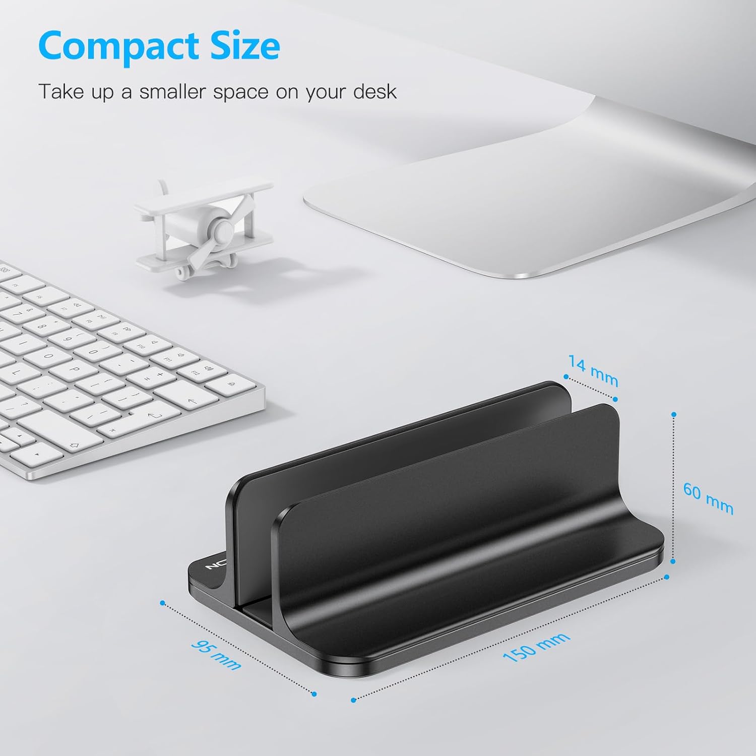 OMOTON Vertical Laptop Stand Holder, Adjustable Dock for MacBook, Black - Image 3