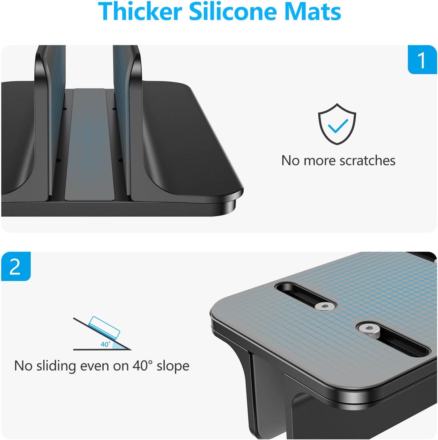 OMOTON Vertical Laptop Stand Holder, Adjustable Dock for MacBook, Black - Image 4