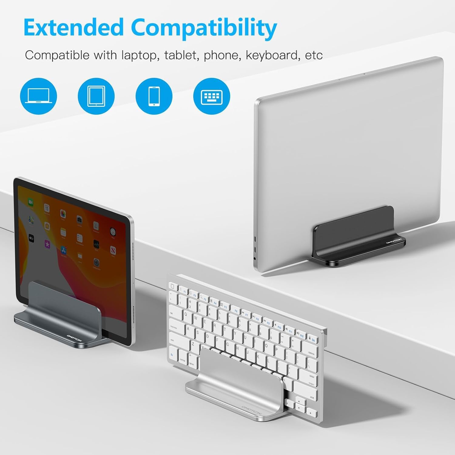 OMOTON Vertical Laptop Stand Holder, Adjustable Dock for MacBook, Black - Image 5