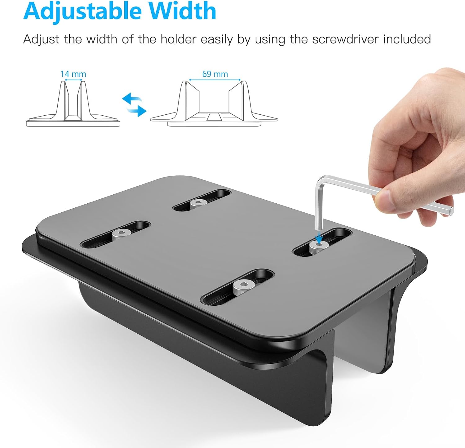 OMOTON Vertical Laptop Stand Holder, Adjustable Dock for MacBook, Black - Image 6