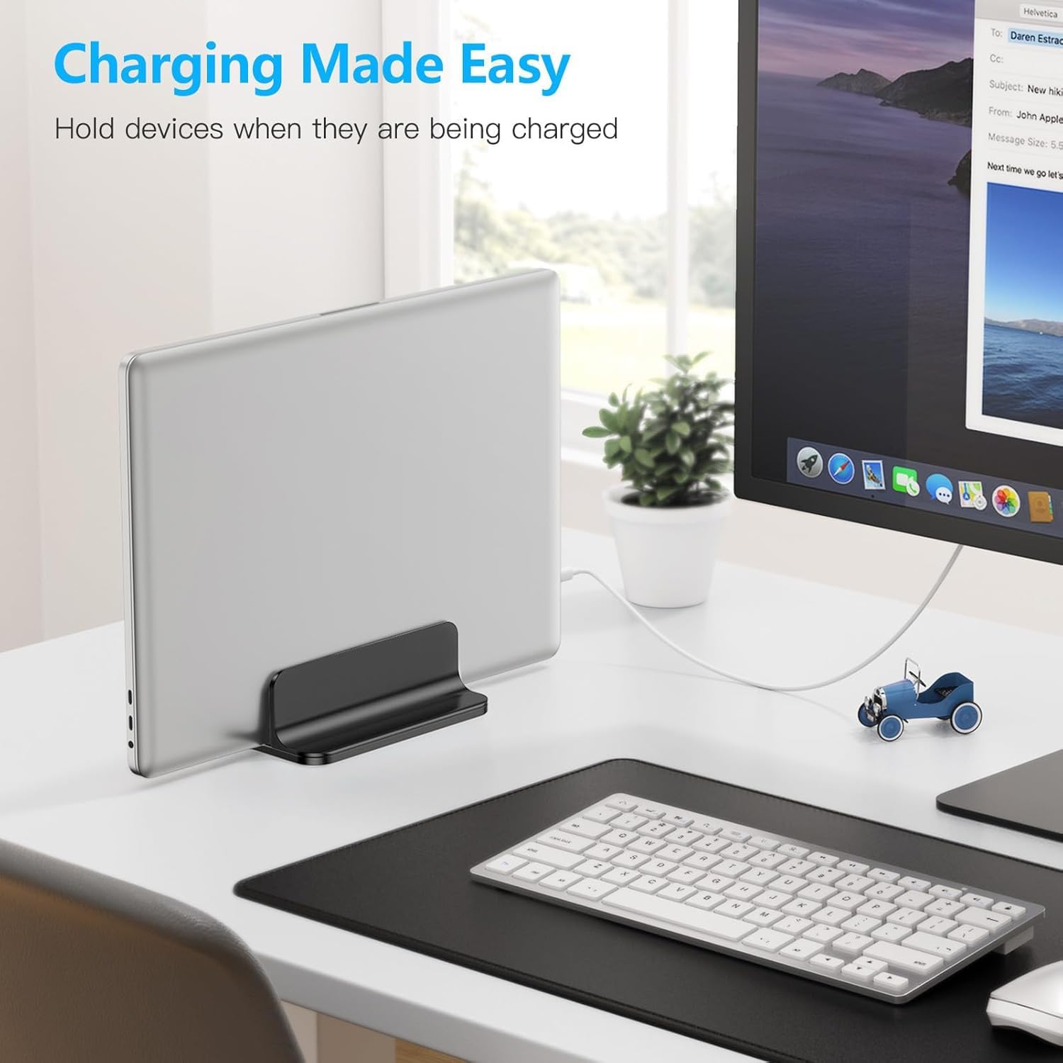 OMOTON Vertical Laptop Stand Holder, Adjustable Dock for MacBook, Black - Image 8
