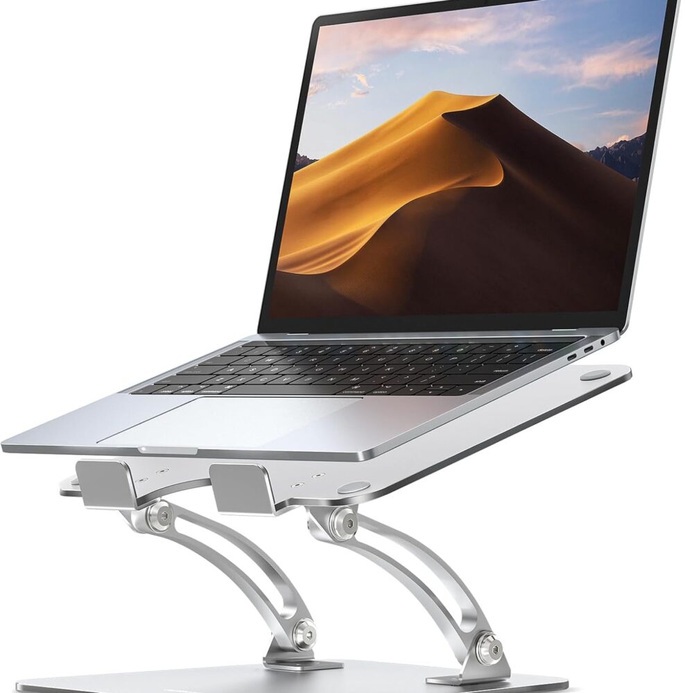 Nulaxy Ergonomic Adjustable Laptop Stand for Desk, Dual Foldable Computer Riser with Advanced Heat-Vent, Heavy-Duty Portable Notebook Holder for Posture Correction, Compatible with Mac 10-16" Laptops