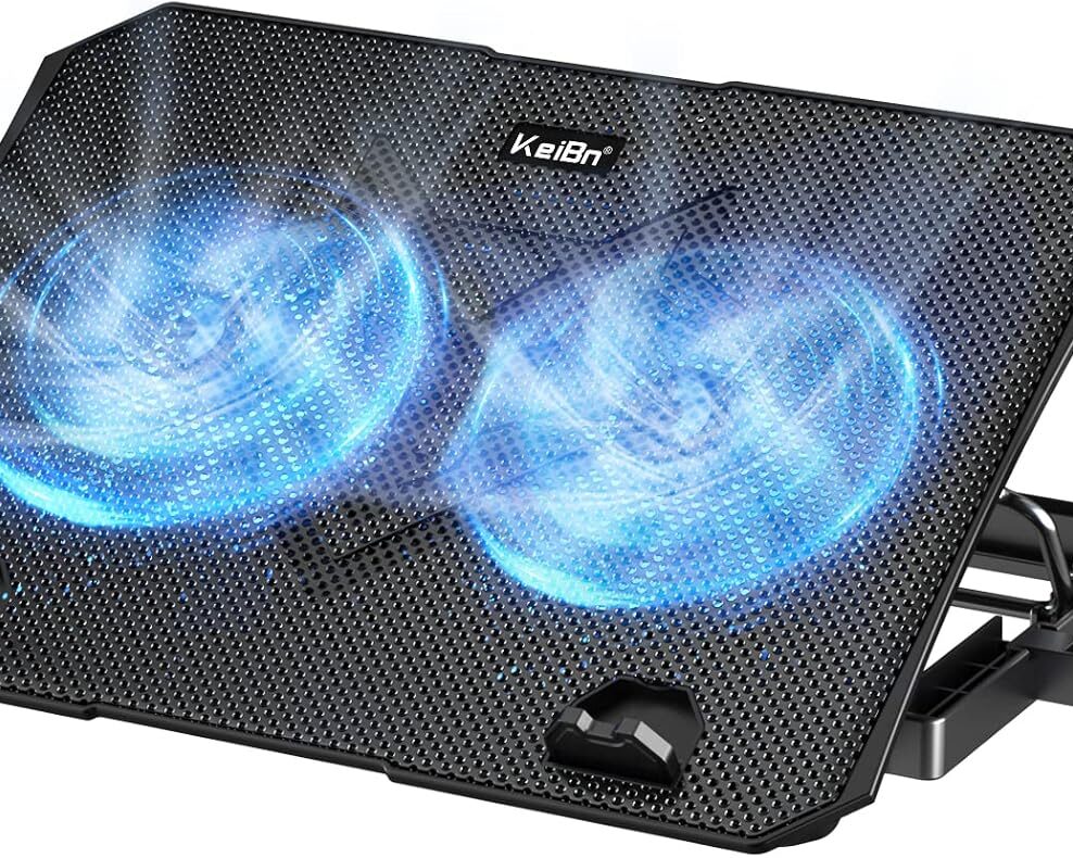KeiBn Laptop Cooling Pad, Gaming Laptop Cooler 2 Fans for 10-15.6 Inch Laptops, 5 Height Stands, 2 USB Ports (S039)