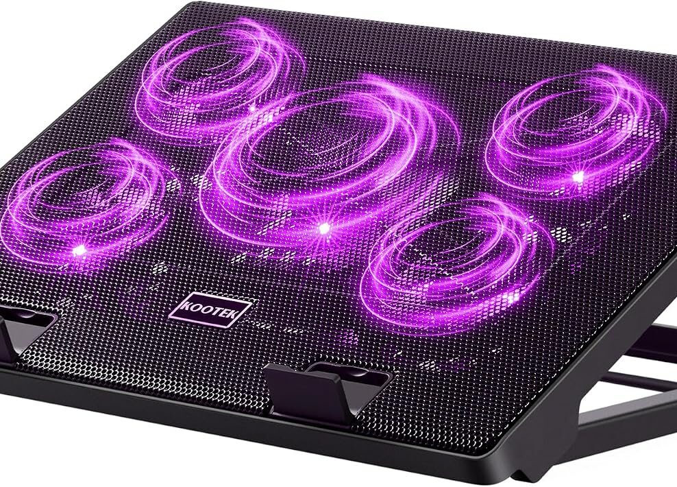 Kootek Laptop Cooling Pad Cooler Stand with 5 Quiet Fans for 12"-17" Laptop