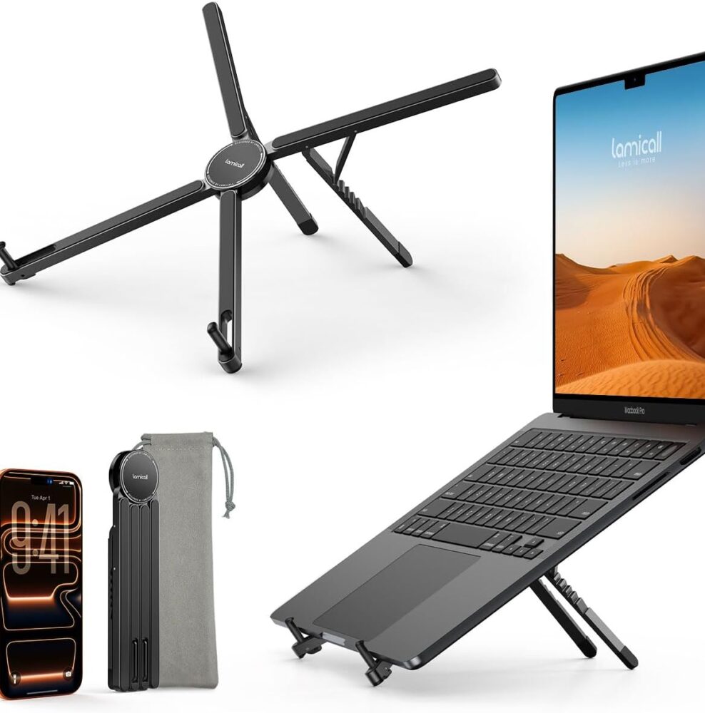 Lamicall Portable Laptop Stand for Desk Travel 0.47in Ultra-Slim Non-Magnet